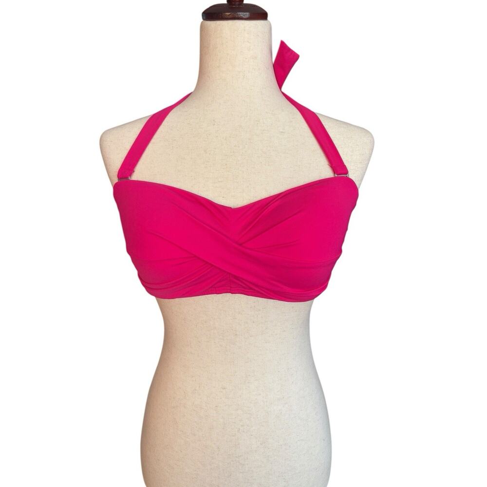 Lands' End Size 10, M Pink Twist-Front Bikini Swim Top Built in Padding